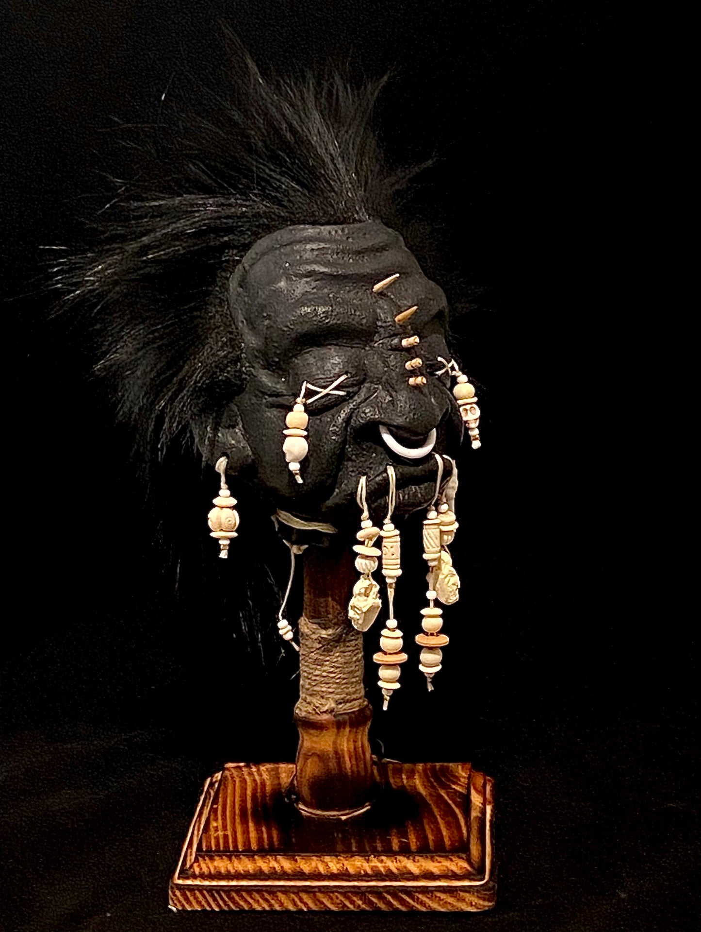 Shrunken Head White Beading