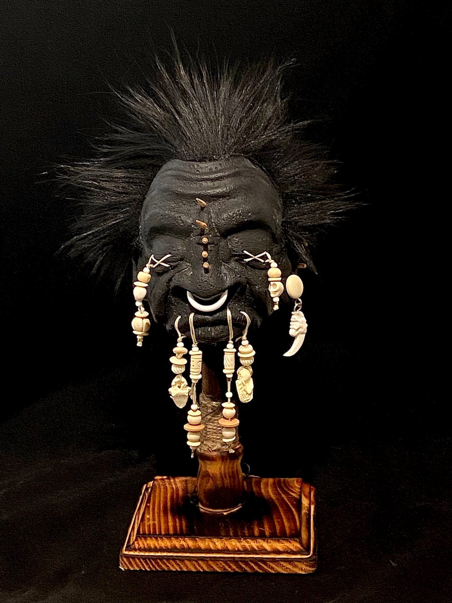 Shrunken Head White Beading