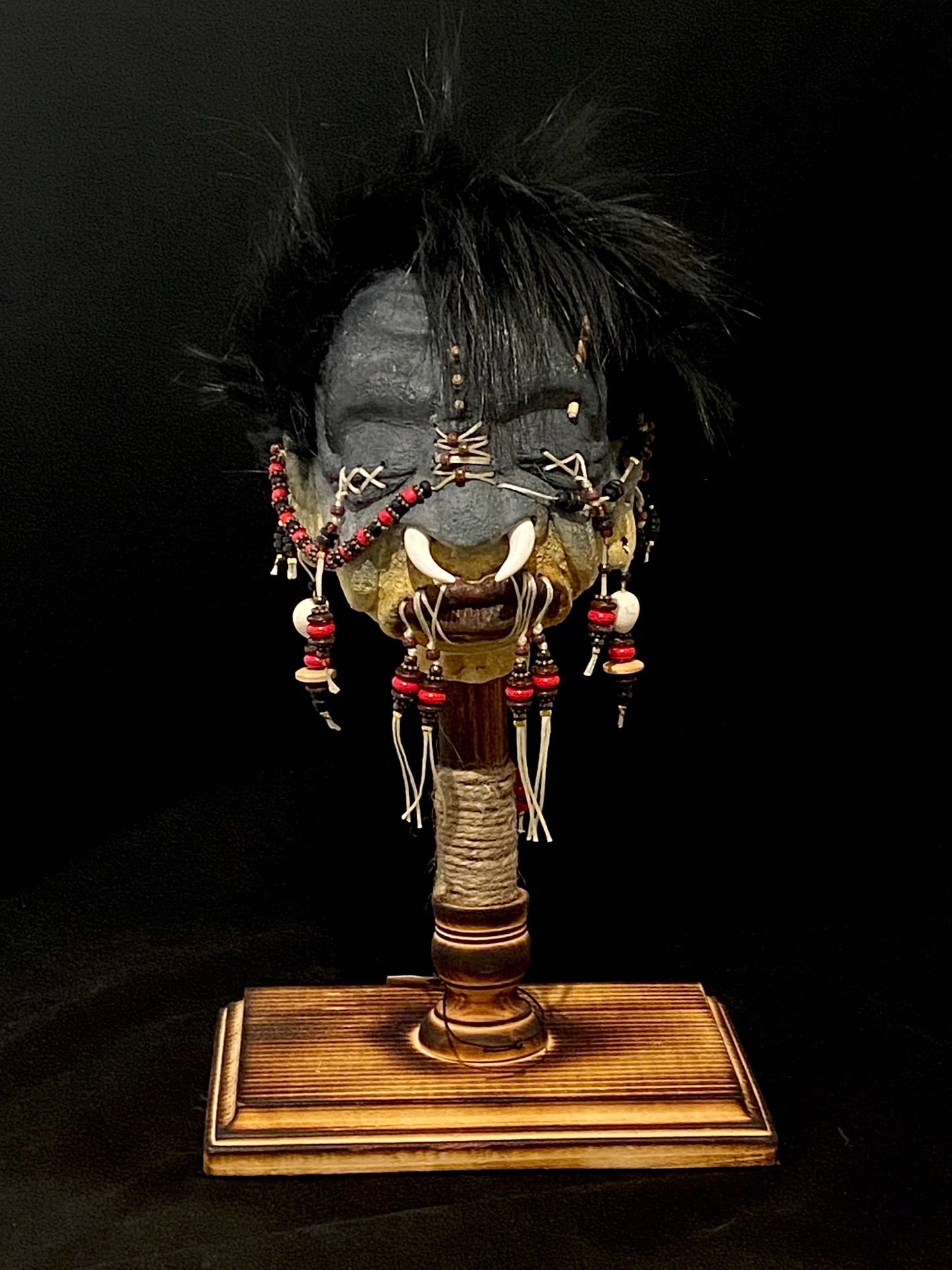 Shrunken Head Red and Black Beading