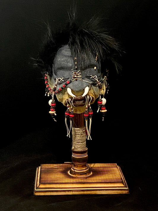 Shrunken Head Red and Black Beading