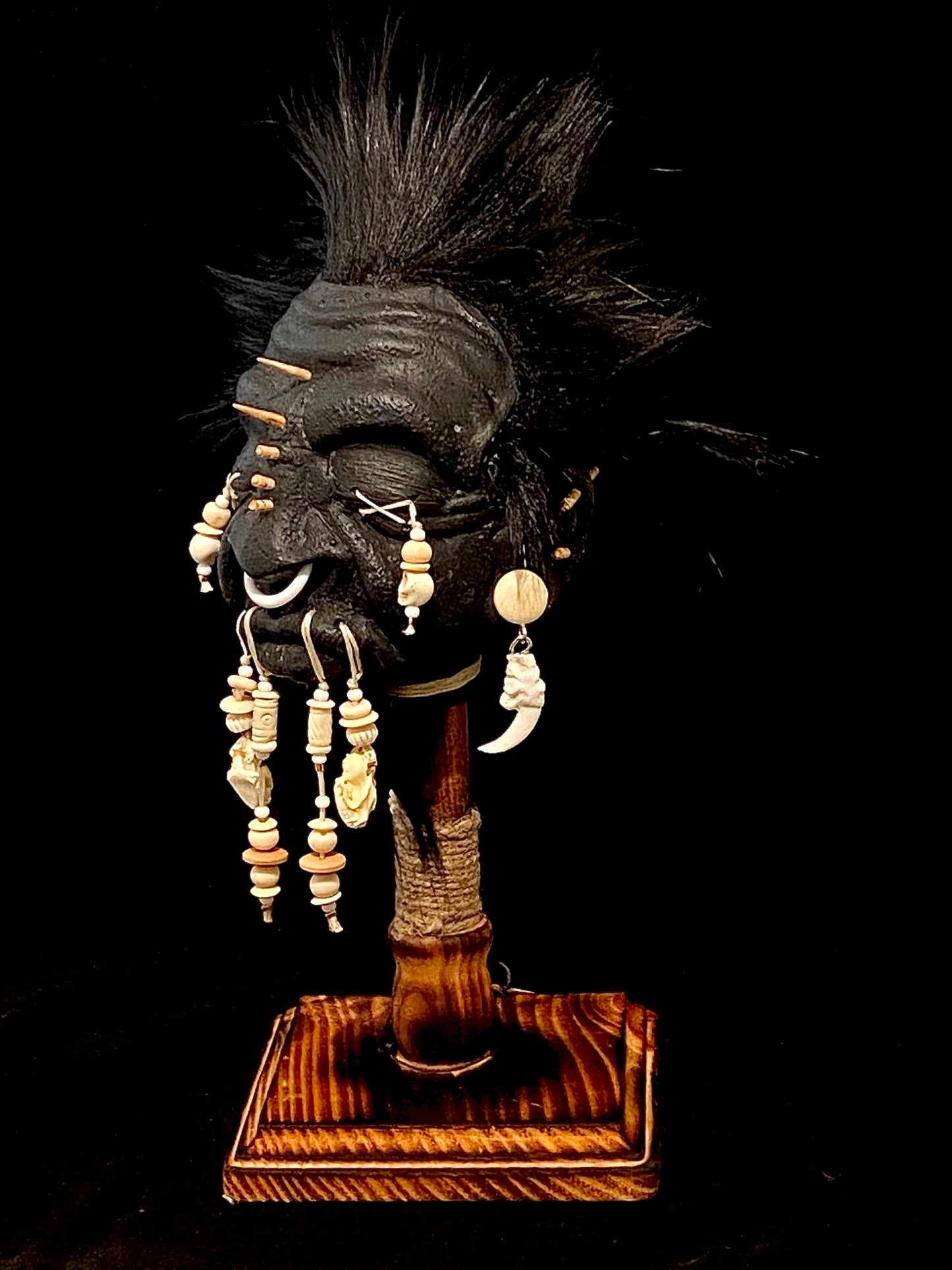 Shrunken Head White Beading