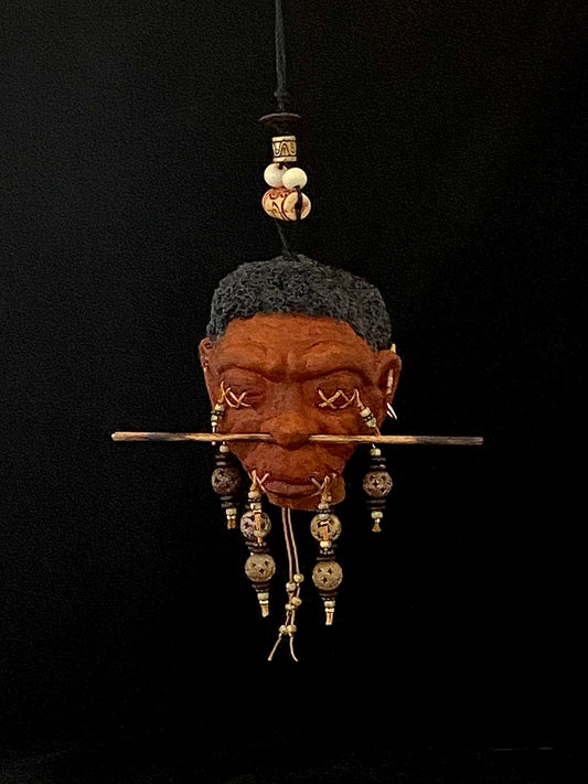 Small Hanging Shrunken Head Black Hair